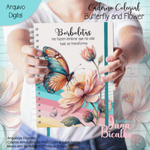 Caderno Colegial  Butterfl and Flower