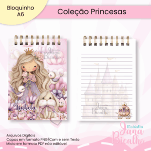 Bloquinho A6 Coleção Princesas