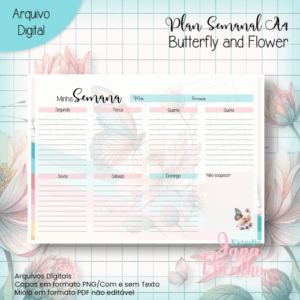 Planejamento Semanal A4 Butterfl and Flower