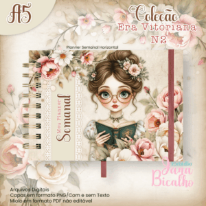 Planner Semanal Horizontal A5 Coleção Era Vitoriana N2