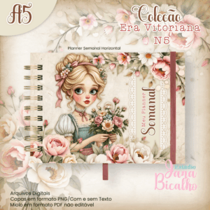 Planner Semanal Horizontal A5 Coleção Era Vitoriana N5