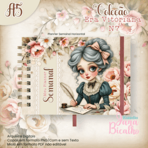 Planner Semanal Horizontal A5 Coleção Era Vitoriana N7