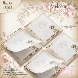 Bloco de Anotações 9,5x9,5cm Coleção Era Vitoriana N1