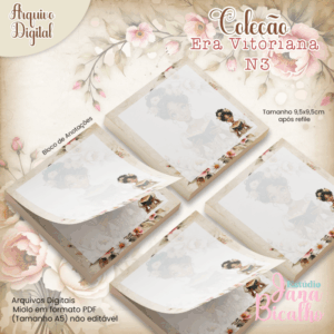 Bloco de Anotações 9,5x9,5cm Coleção Era Vitoriana N3