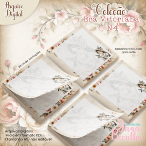 Bloco de Anotações 9,5x9,5cm Coleção Era Vitoriana N4