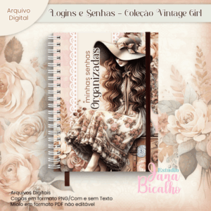 Caderneta A6 Logins e Senhas Coleção Vintage Girl