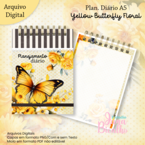 Planejamento Diário A5 Coleção Yellow Butterfly Floral