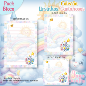 Pack Blocos de Anotações Coleção Ursinhos Carinhosos N1
