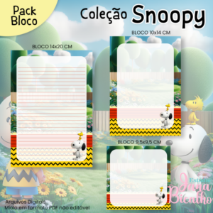 Pack Blocos de Anotações Coleção Snoopy N2