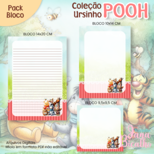 Pack Blocos de Anotações Coleção Ursinho Pooh N4
