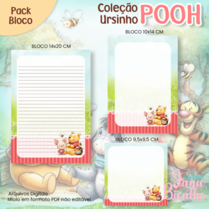 Pack Blocos de Anotações Coleção Ursinho Pooh N5