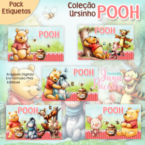 Pack Etiquetas Escolares Coleção Ursinho Pooh