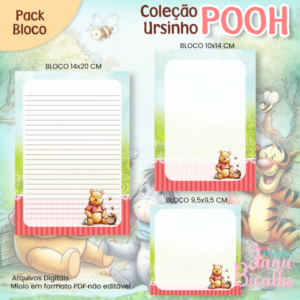 Pack Blocos de Anotações Coleção Ursinho Pooh N1