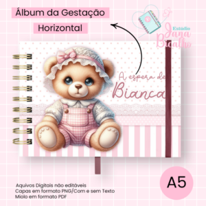 Álbum de Gestação Horizontal A5 Ursinha Cute