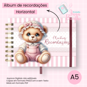 Álbum de Recordações Horizontal A5 Ursinha Cute