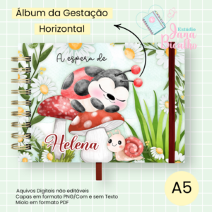 Álbum de Gestação Horizontal A5 Jardim das Joaninhas