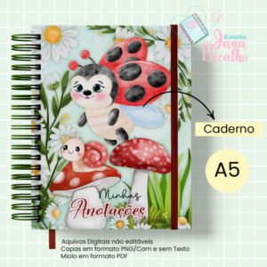 Caderno A5 Jardim das Joaninhas