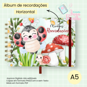 Álbum de Recordações Horizontal A5 Jardim das Joaninhas