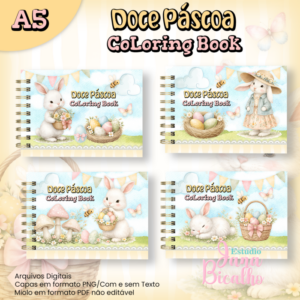 Caderno A5 Para Colorir Horizontal Doce Páscoa