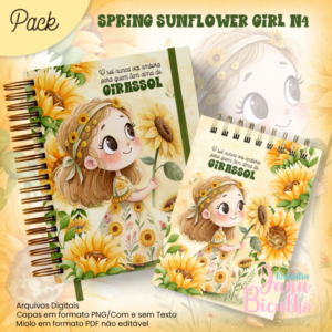 Caderno Pautado A5+Bloquinho A6 Spring Sunflower Girl N4