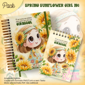 Caderno Pautado A5+Bloquinho A6 Spring Sunflower Girl N6