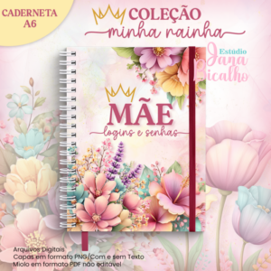 Caderneta A6 Logins e Senhas Coleção Minha Rainha