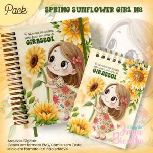 Caderno Pautado A5+Bloquinho A6 Spring Sunflower Girl N8