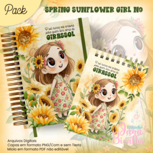Caderno Pautado A5+Bloquinho A6 Spring Sunflower Girl N9