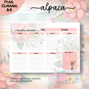 Planejamento Semanal A4 Alpaca