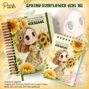 Caderno Pautado A5+Bloquinho A6 Spring Sunflower Girl N2