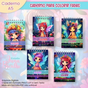 Caderno A5 Para Colorir Fadas