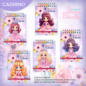 Caderno A5 Para Colorir Princesa Cute