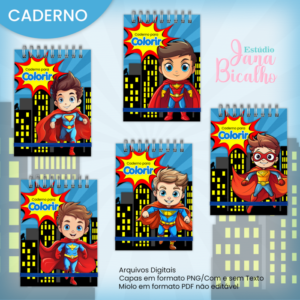 Caderno A5 Para Colorir Super Herói N1
