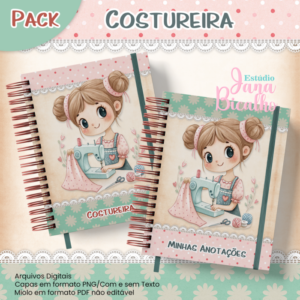 PACK Caderno  A5 Costureira + Caderno A5 Controle de Pedidos Costureira