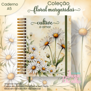 Caderno A5 Coleção Floral Margaridas