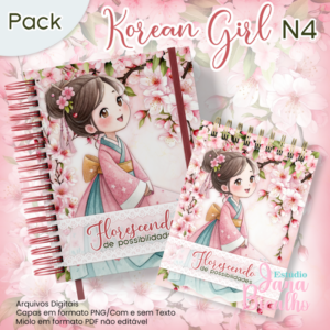 Caderno Pautado A5+Bloquinho A6 Korean Girl N4