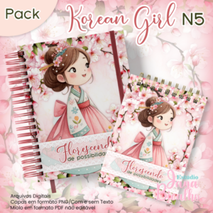 Caderno Pautado A5+Bloquinho A6 Korean Girl N5