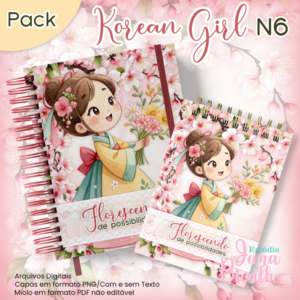 Caderno Pautado A5+Bloquinho A6 Korean Girl N6