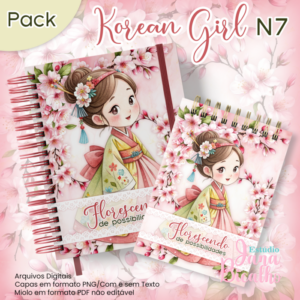 Caderno Pautado A5+Bloquinho A6 Korean Girl N7