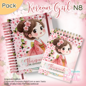Caderno Pautado A5+Bloquinho A6 Korean Girl N8