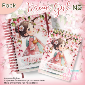 Caderno Pautado A5+Bloquinho A6 Korean Girl N9