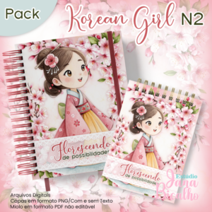 Caderno Pautado A5+Bloquinho A6 Korean Girl N2