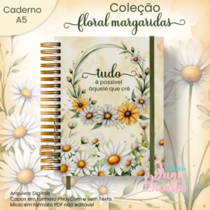 Caderno Mensagens Bíblicas A5 Coleção Floral Margaridas