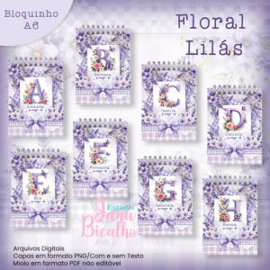 Bloquinho A6 Alfabeto Floral Lilás