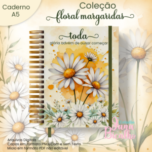 Caderno Motivacional A5 Coleção Floral Margaridas