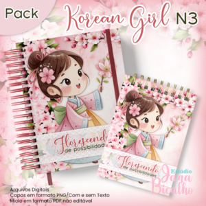 Caderno Pautado A5+Bloquinho A6 Korean Girl N3