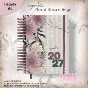 Agenda Datada A5 Floral Rosa e Bege 2027