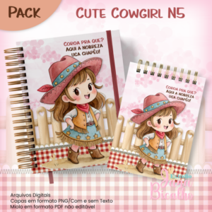 Caderno Pautado A5+Bloquinho A6 Cute Cowgirl N5