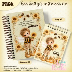 Caderno Pautado A5+Bloquinho A6 Bee Fairy Sunflower N6