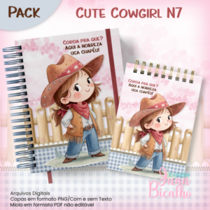 Caderno Pautado A5+Bloquinho A6 Cute Cowgirl N7